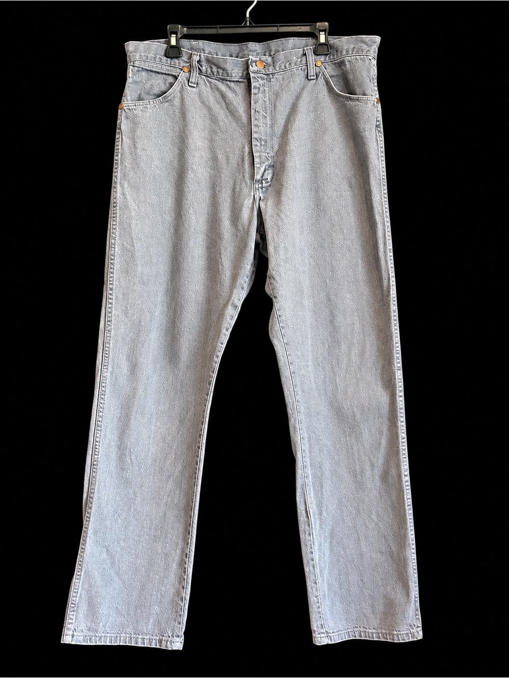 Vintage Wrangler Jeans 38x32 Gray Made in USA High Rise Straight Leg 90s Denim